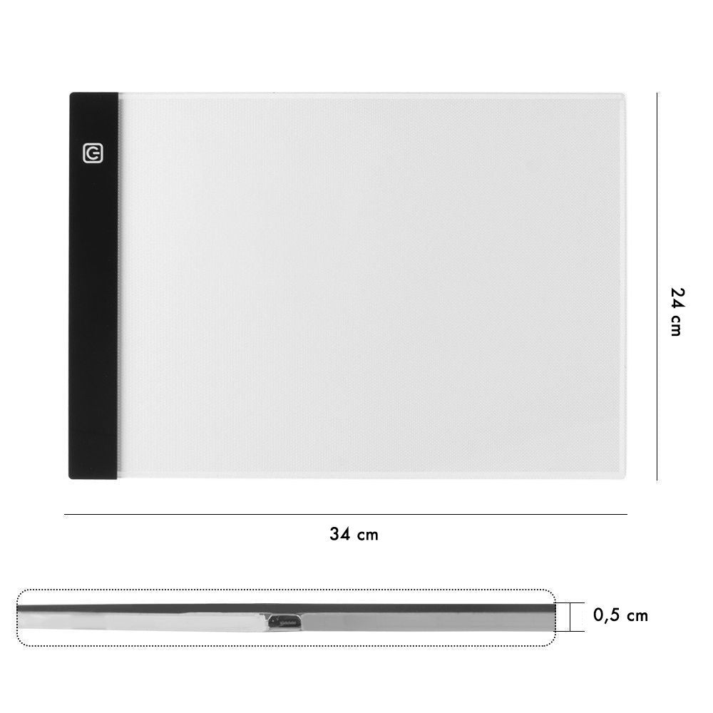 Tablette lumineuse led pour dessin 182276 avec charge USB mince taille A4