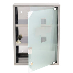 Armoire de pharmacie avec clé en acier inoxydable verre dépoli 30x12x45h cm