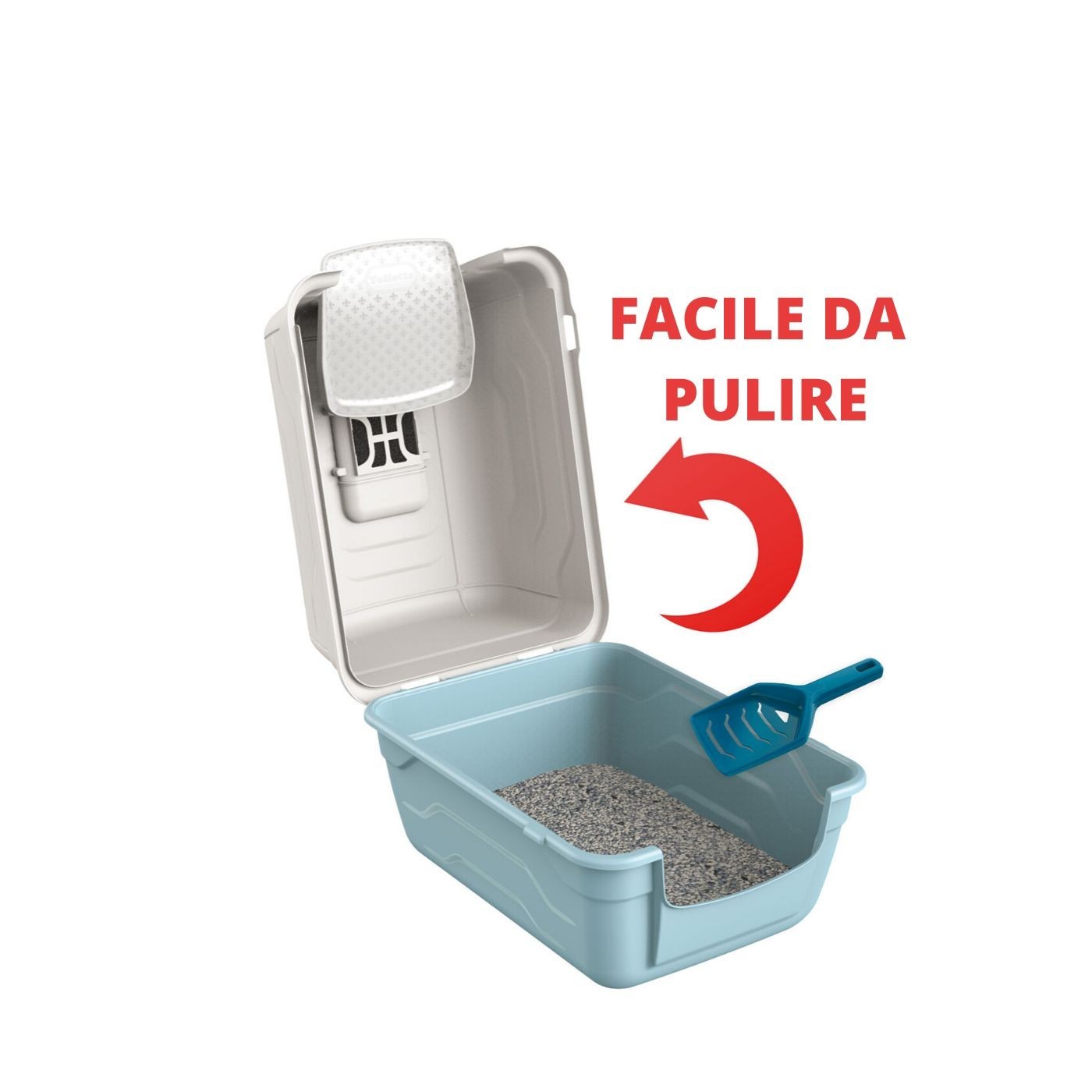 Roto Toilet Litière fermée 10588 pour chats 47x35xh40 cm avec filtre anti-odeur