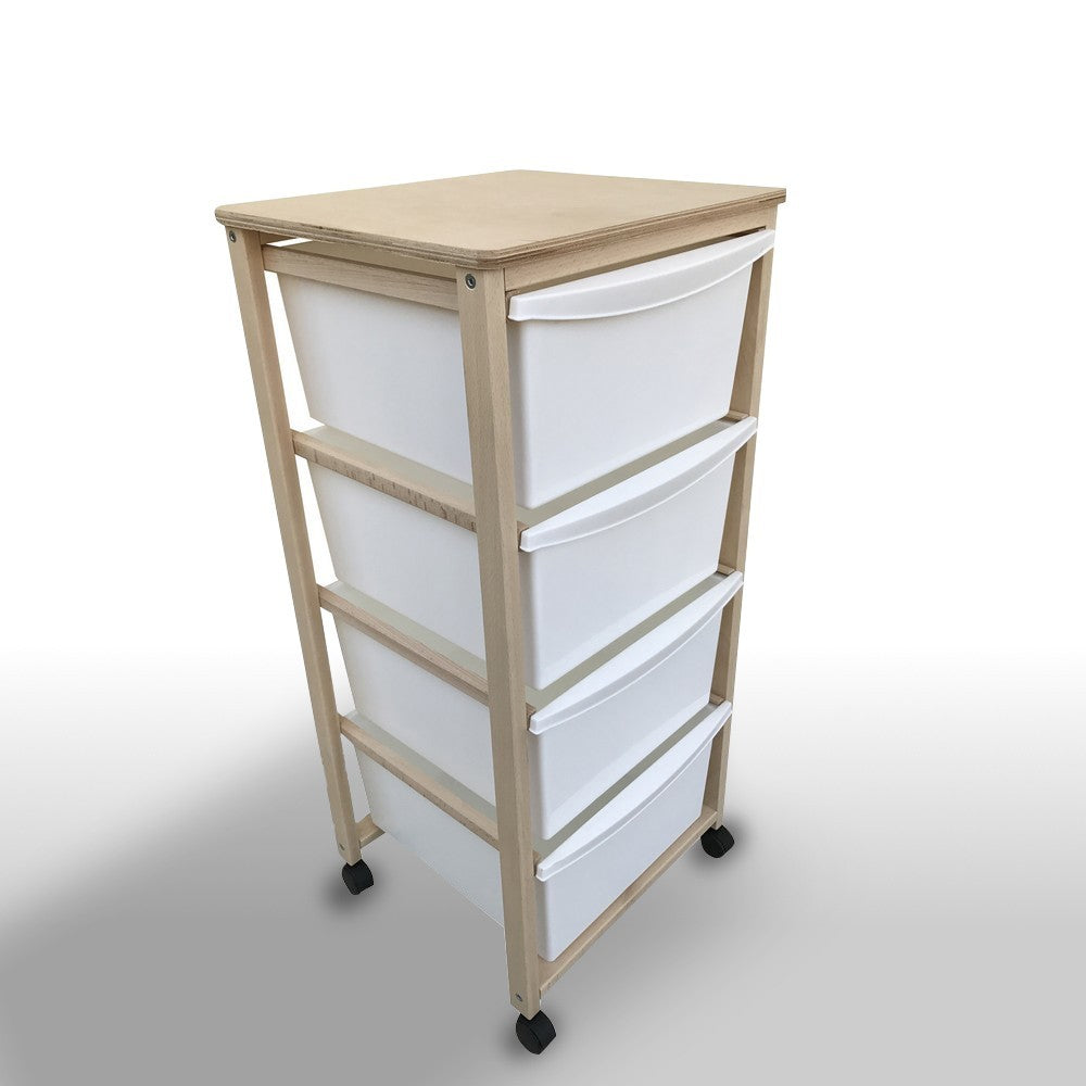 Panier à tiroirs en bois 992-993 avec 4 tiroirs 1 plateau 36x38x82h cm
