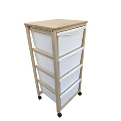 Panier à tiroirs en bois 992-993 avec 4 tiroirs 1 plateau 36x38x82h cm