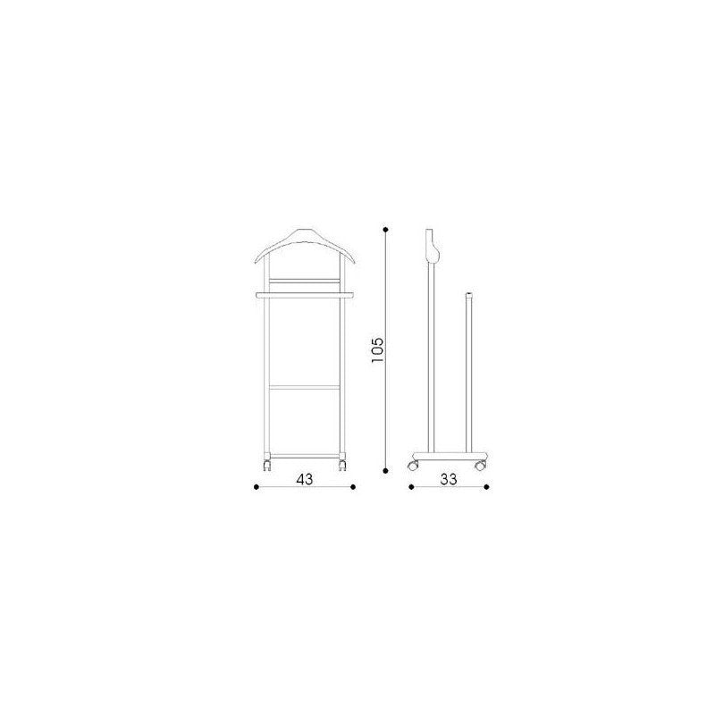 PORTEUR bois hêtre 2 montants 4 roues 43x33x105 h cm homme mort