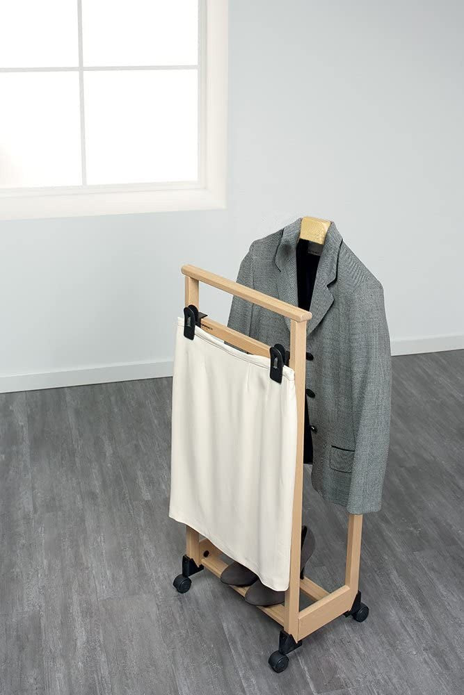 PORTEUR bois hêtre 2 montants 4 roues 43x33x105 h cm homme mort