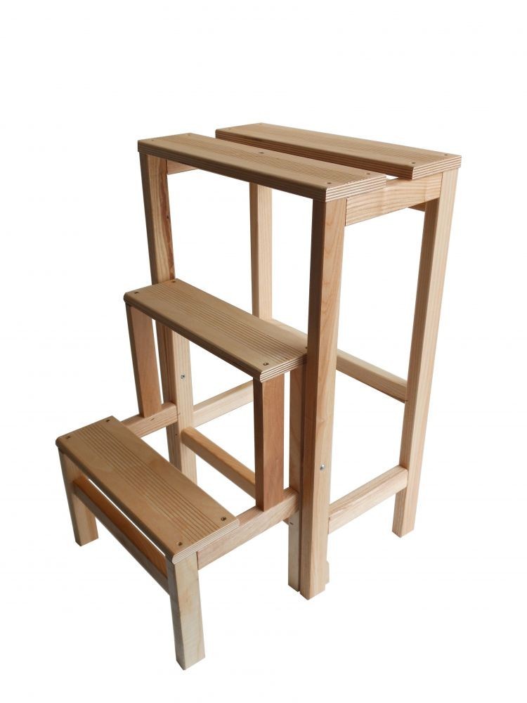 Tabouret escalier pliant art 264 abattant en bois 3 marches 37 x 23 x h60 cm