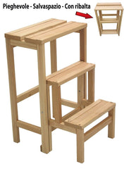 Tabouret escalier pliant art 264 abattant en bois 3 marches 37 x 23 x h60 cm
