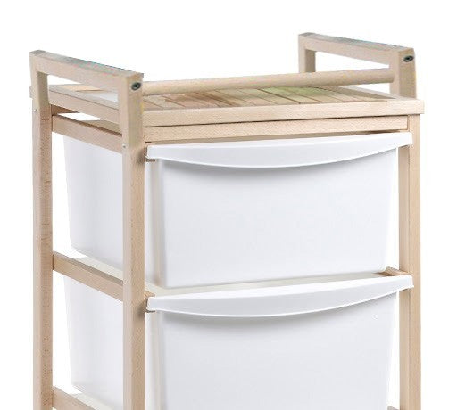 Meuble à tiroirs économiser de l’espace en bois 2 tiroirs 1 plateau 36x34xh50cm