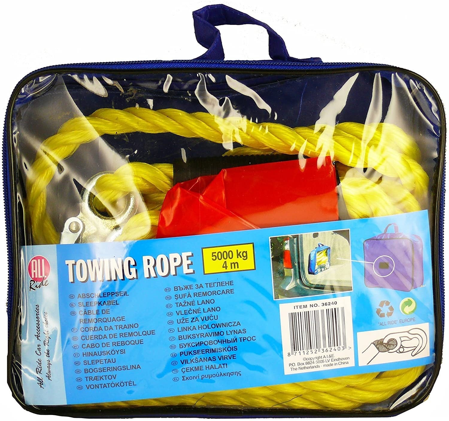 All Ride corde remorque longue de 4 mètres 362403 remorquage max 5000kg en nylon