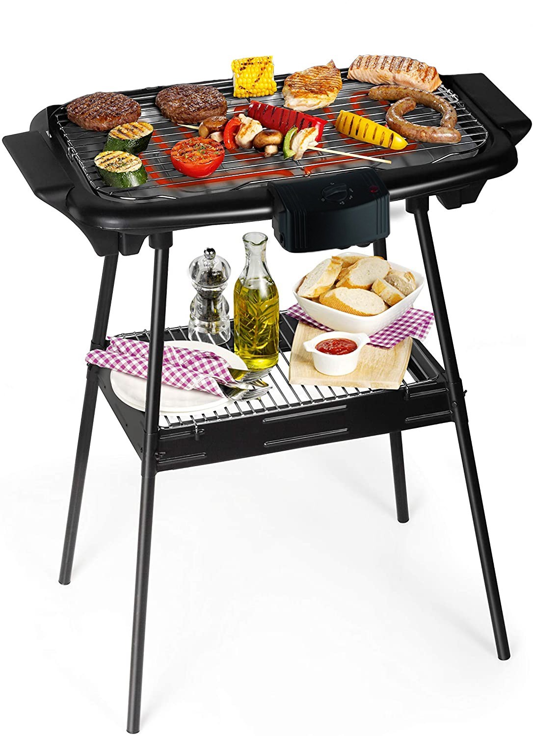 MASTER Barbecue EB02S électrique 2000W Puissance 220V-50/60HZ Noir avec jambes