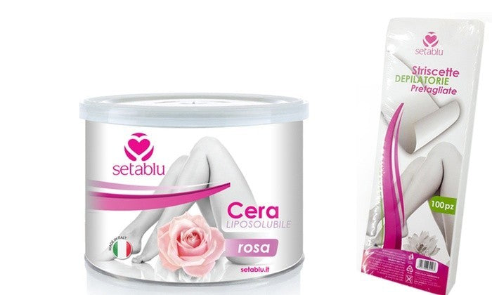 Kit SETABLU cire peaux sensibles, huile d’amande,spatules et bandes dépilatoires