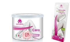 Kit SETABLU cire peaux sensibles, huile d’amande,spatules et bandes dépilatoires
