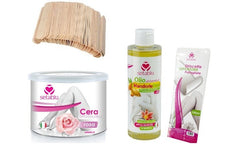 Kit SETABLU cire peaux sensibles, huile d’amande,spatules et bandes dépilatoires