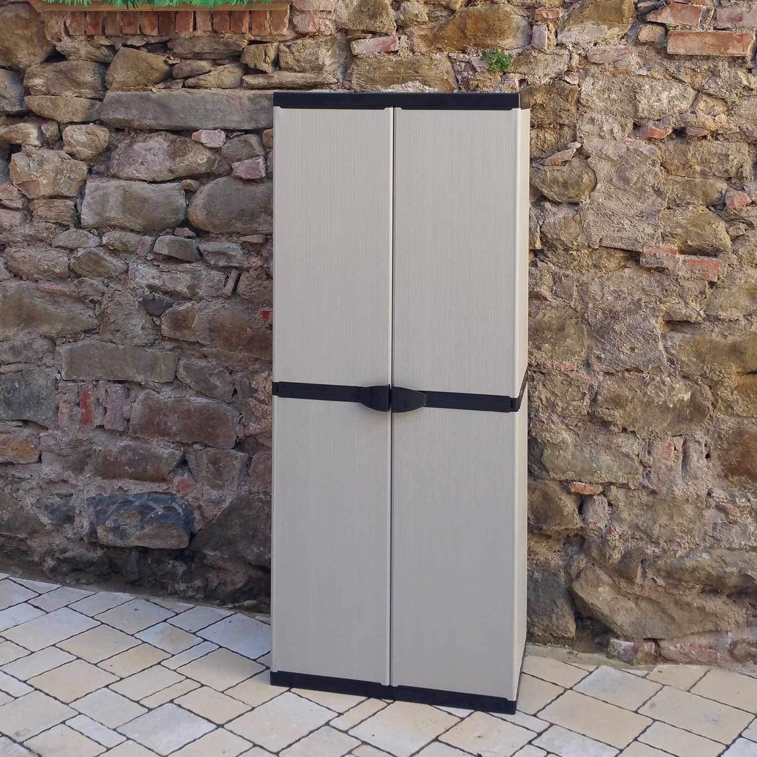 Armoire haute en plastique 68x40x168 cm Art 9233 avec 4 étagères et 2 portes