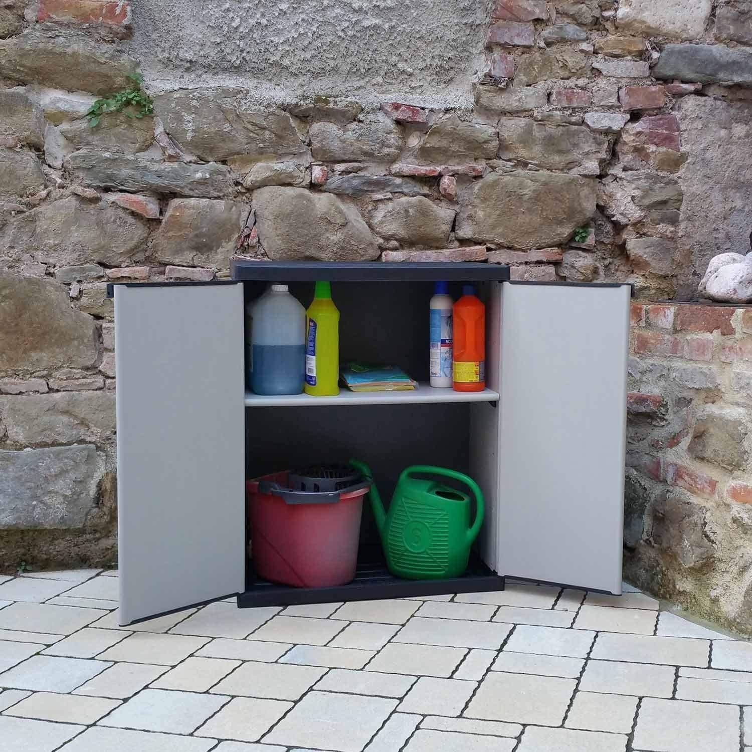 Armoire 2 portes basse 2 étages 68x39,5x85 CM Art 9235 mobile , plastique rigide