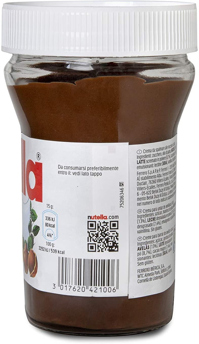Boîte en verre Ferrero Nutella 600gr crème de noisette et de cacao
