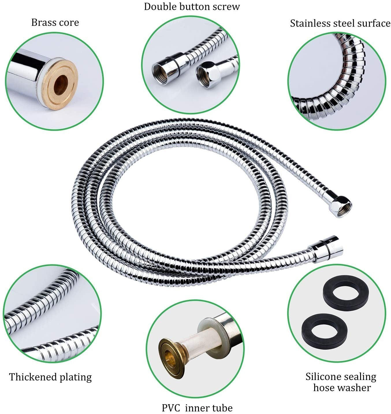 RILUX Flexible 150 cm en métal pour douche 368455 avec raccord 1/2"