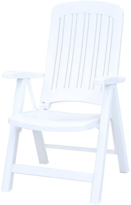 CARMEN chaise de jardin fauteuil pliant en polypropylène 104x61x59cm BLANC