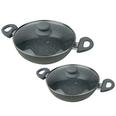 Ensemble batterie pots 255012 Dgbavaria 9PZ tuiles pierre antiadhésive induction