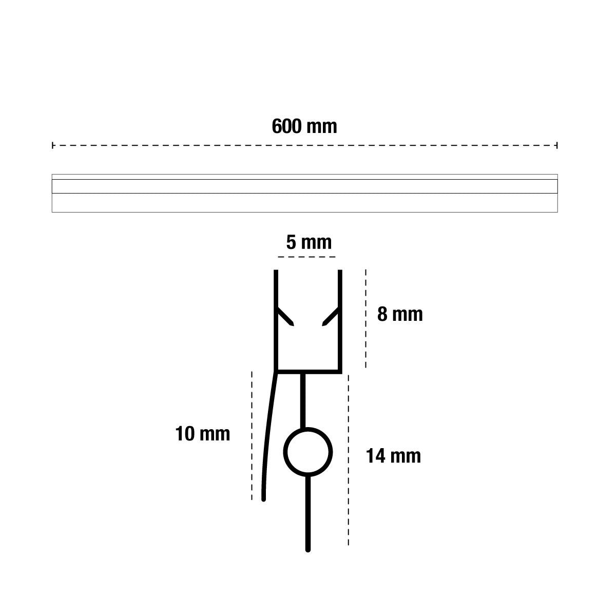 Joint de douche et verre 600mm en PVC résistant aux moisissures