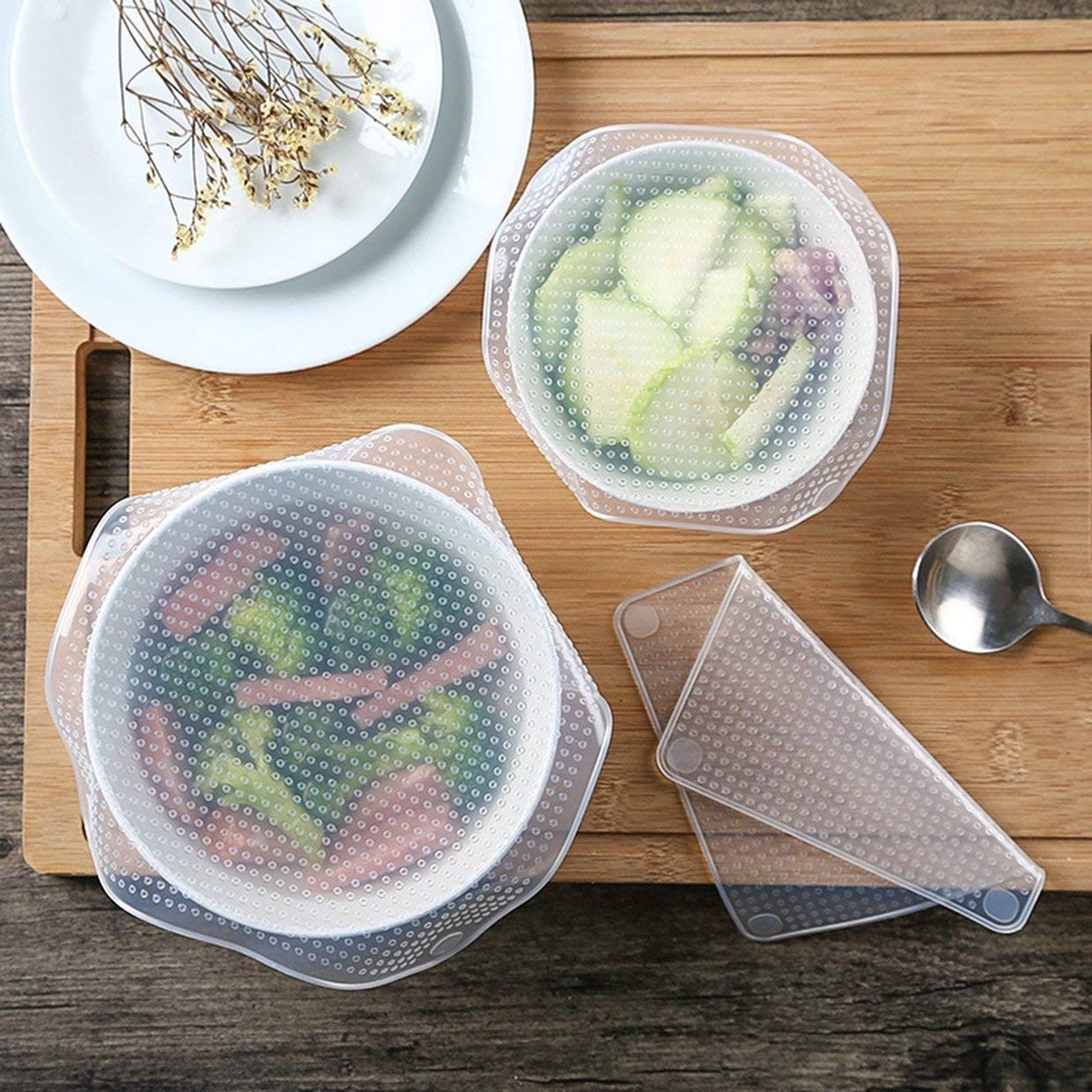 Ensemble de 3 bouchons de silicone réutilisables et mastics pour alimentaires