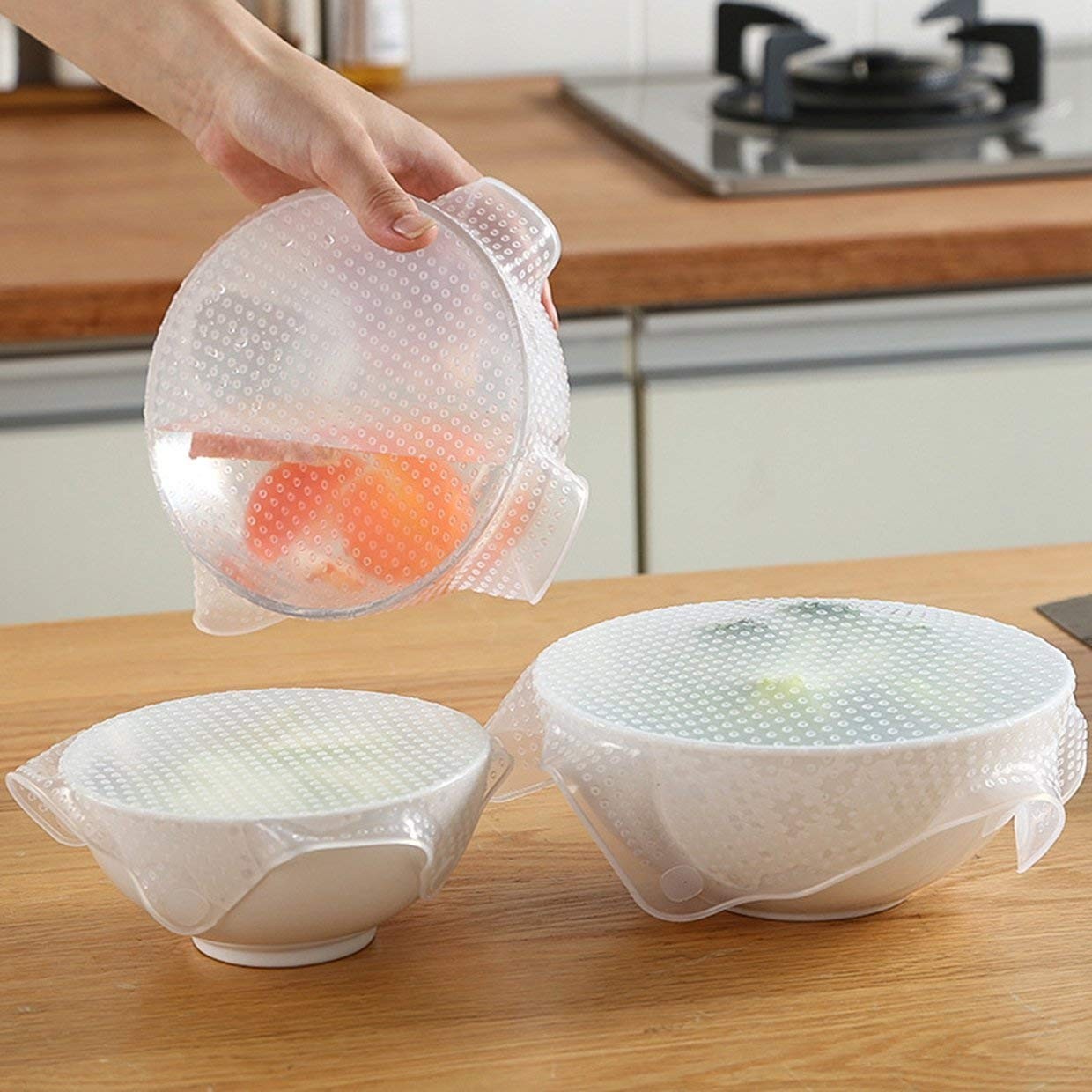 Ensemble de 3 bouchons de silicone réutilisables et mastics pour alimentaires