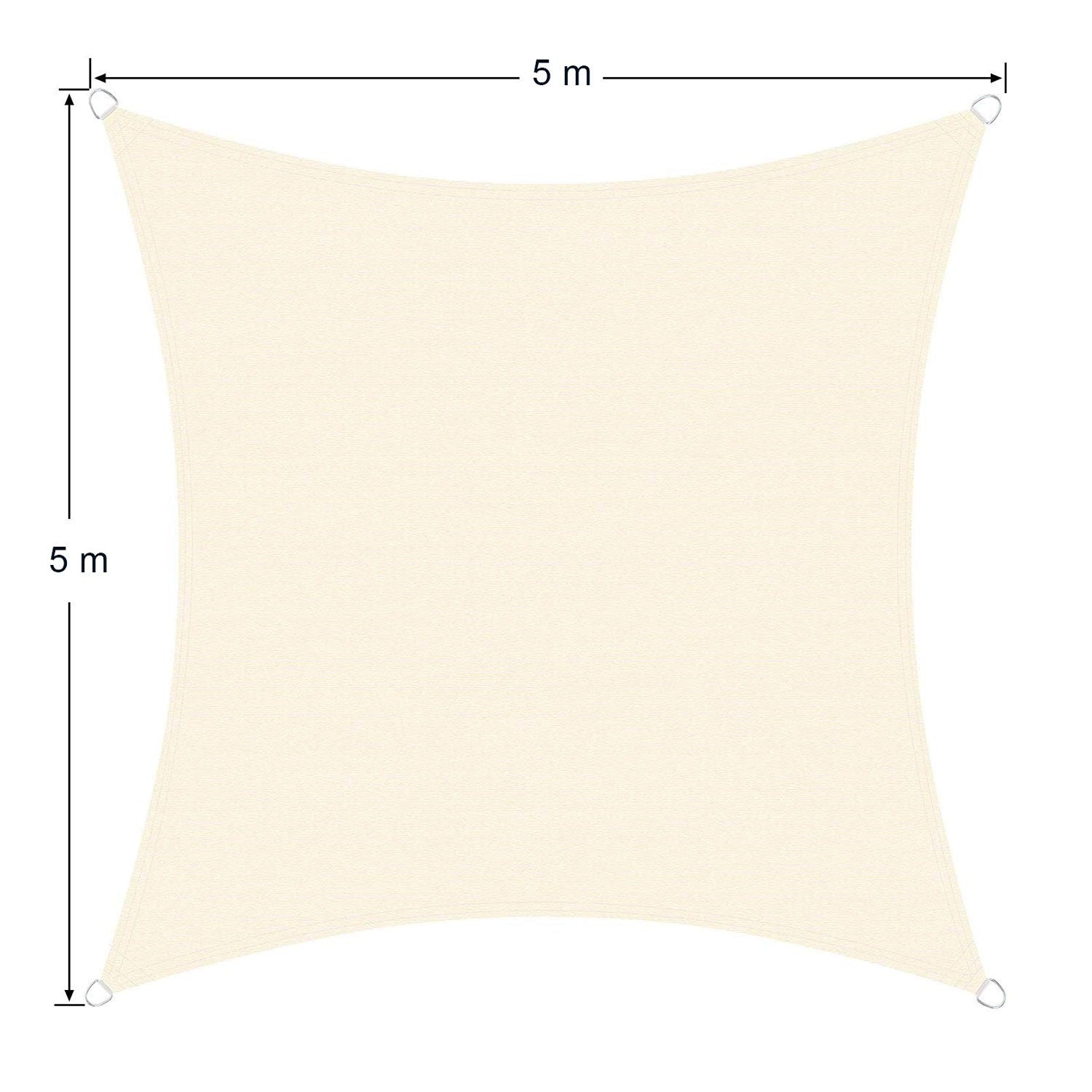 Drap ombragé CARRÉ 482445 Beige 5x5m attaches renforcées et corde en nylon
