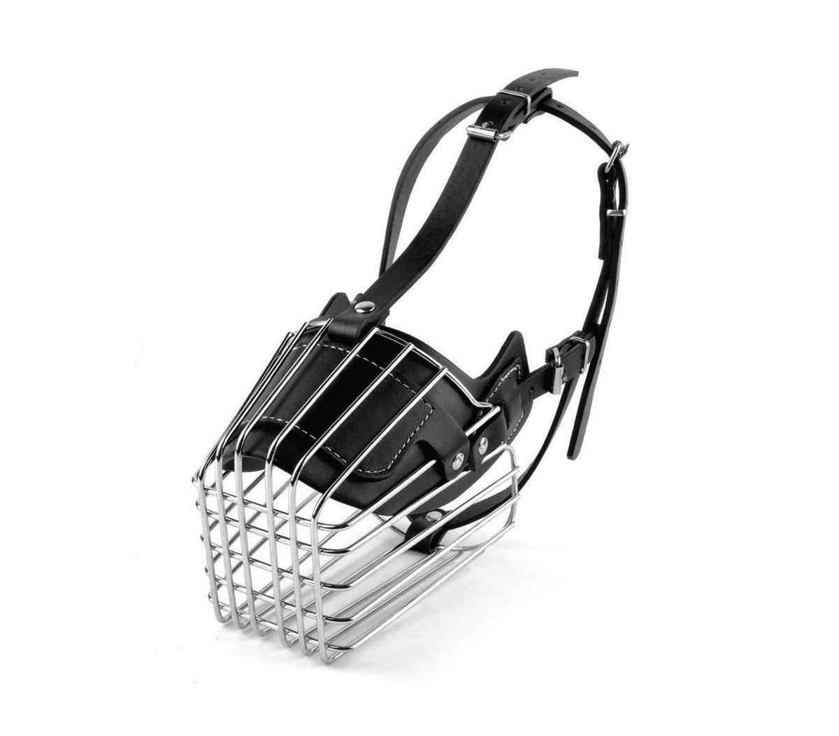 Muselière à panier art. 5808 en acier et en cuir 9 cm pour les petits chiens