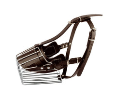 Muselière à panier art. 5808 en acier et en cuir 9 cm pour les petits chiens