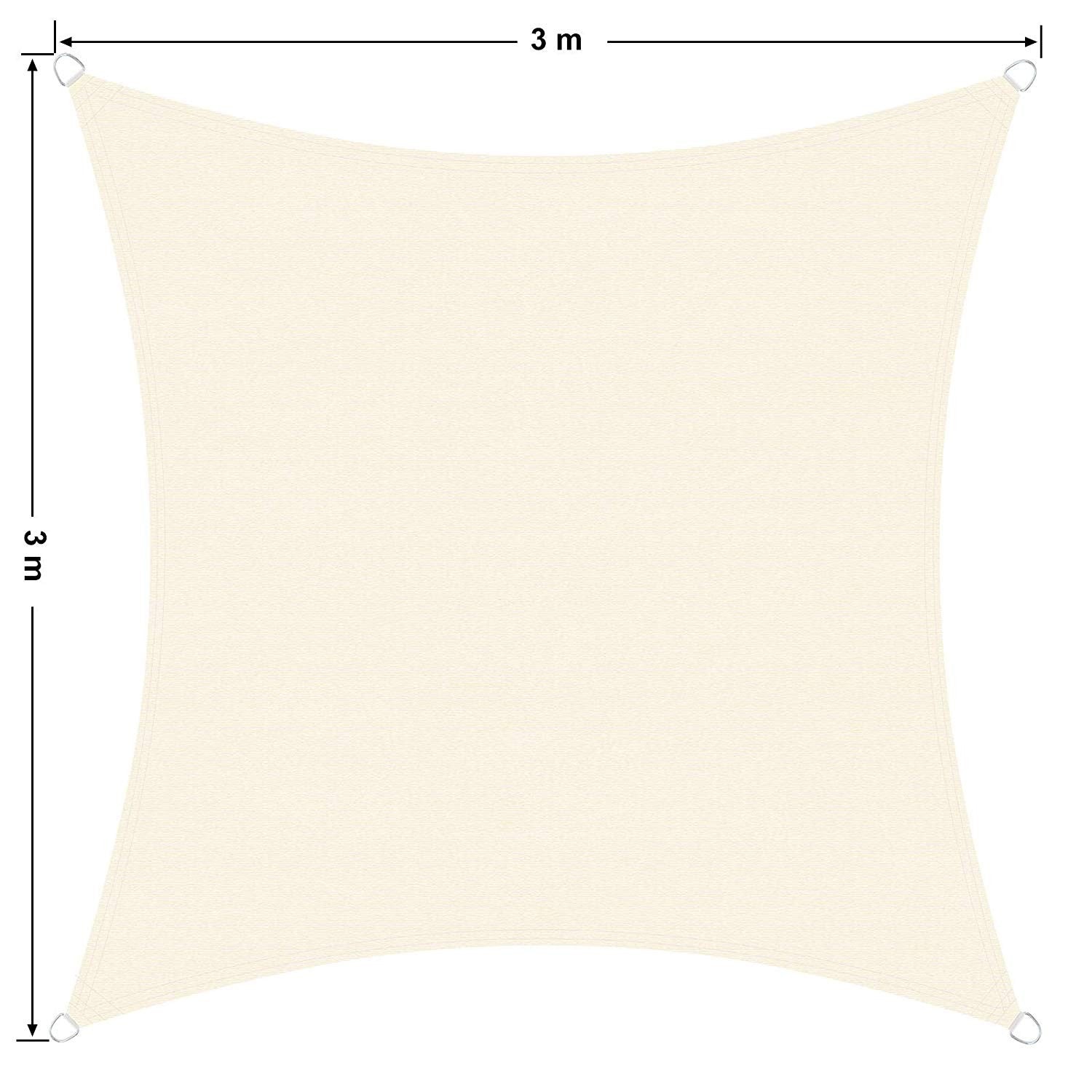 Toile carrée Ombragée 482414 Vert 3x3 mt voile rideau avec corde