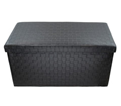 Pouf récipient pliable avec motif en relief en faux cuir 76x38x35 cm