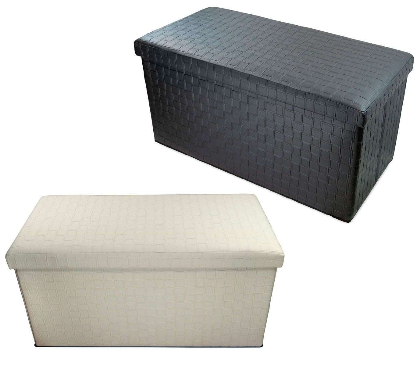 Pouf récipient pliable avec motif en relief en faux cuir 76x38x35 cm