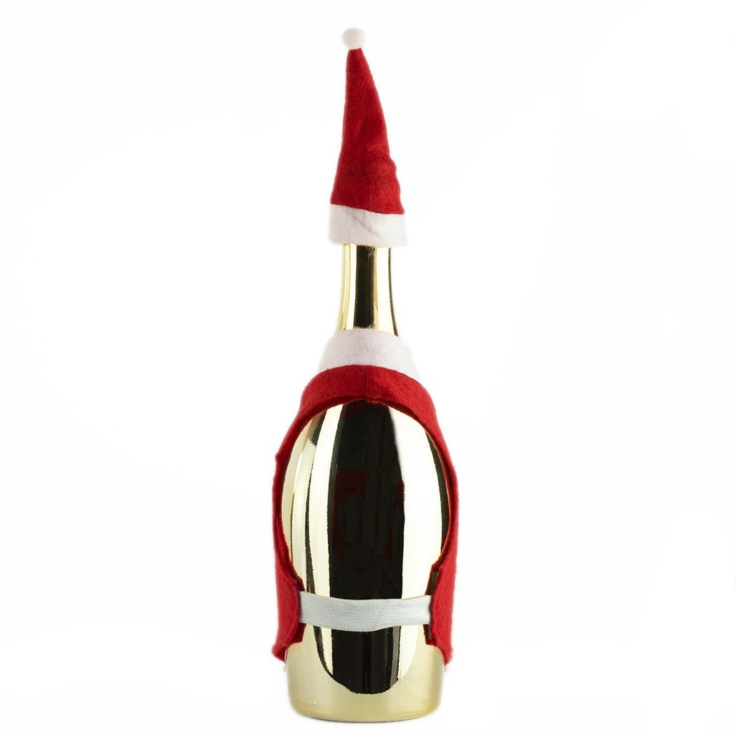 86765 Couvre-bouteilles de Noël en costume de Père Noël avec bonnet