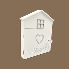 Boîte à clés 144234 en bois blanc 24 x 6 x 29.5 cm avec 6 pinces