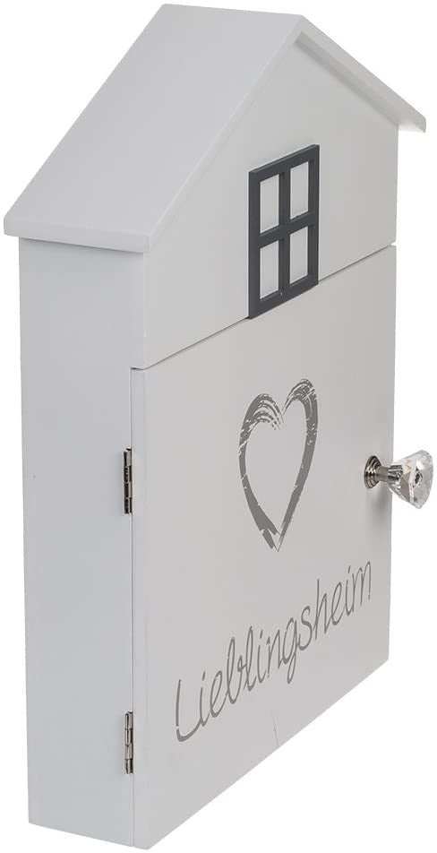 Boîte à clés 144234 en bois blanc 24 x 6 x 29.5 cm avec 6 pinces