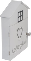 Boîte à clés 144234 en bois blanc 24 x 6 x 29.5 cm avec 6 pinces