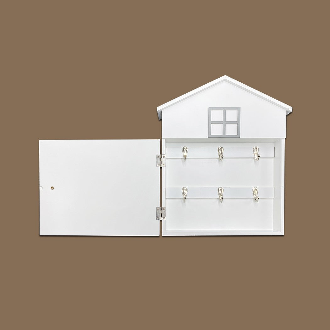 Boîte à clés 144234 en bois blanc 24 x 6 x 29.5 cm avec 6 pinces