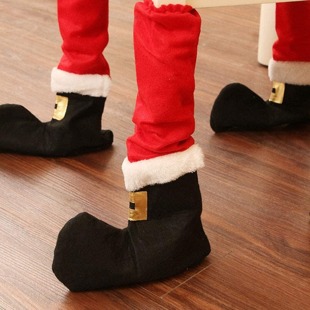 Set de 4 couvre-pieds de Noël 6145015 revêtement pour chaise pied du Père Noël