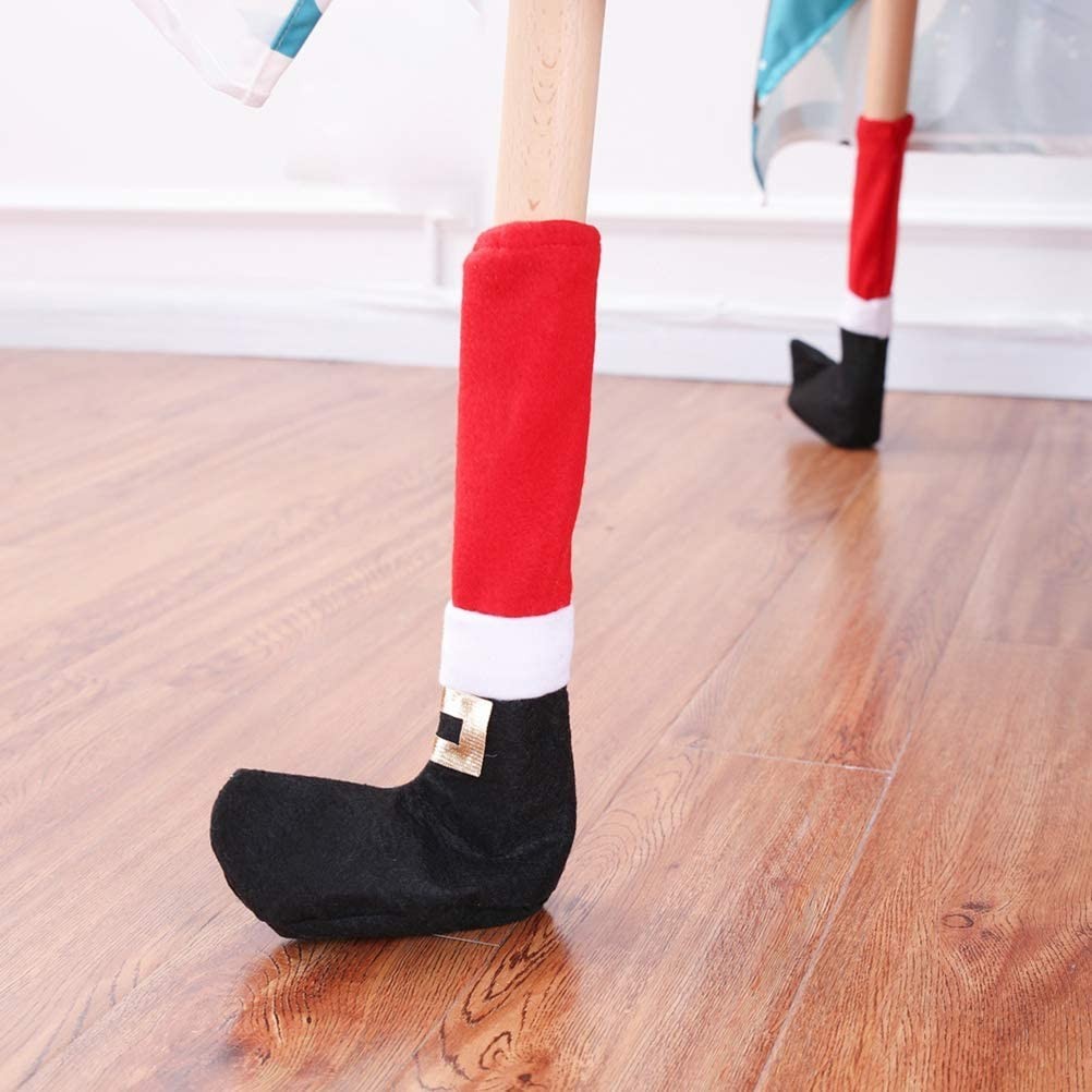 Set de 4 couvre-pieds de Noël 6145015 revêtement pour chaise pied du Père Noël