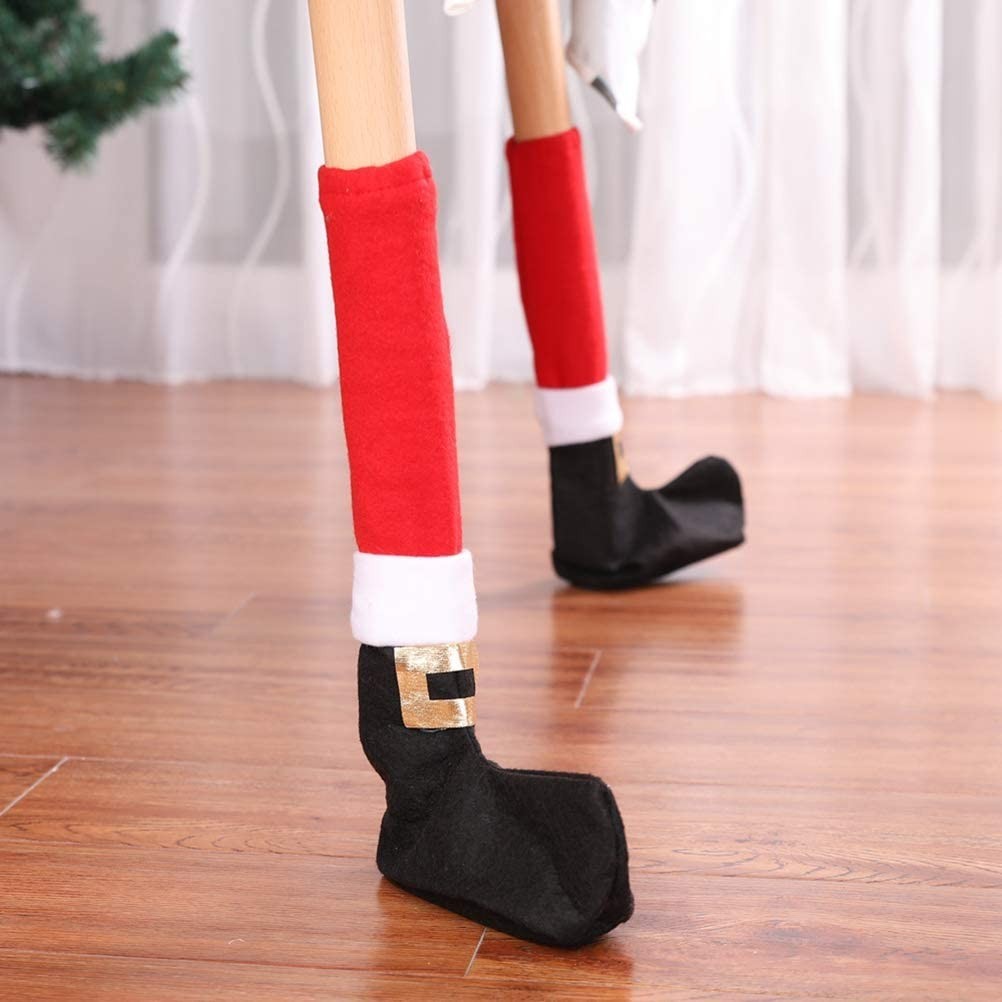 Set de 4 couvre-pieds de Noël 6145015 revêtement pour chaise pied du Père Noël