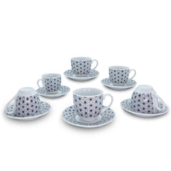 Set de 6 tasses à café, avec soucoupe mod. ASTRO 270052 en porcelaine blanche