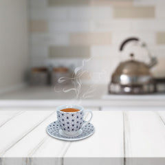 Set de 6 tasses à café, avec soucoupe mod. ASTRO 270052 en porcelaine blanche