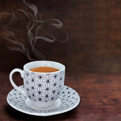Set de 6 tasses à café, avec soucoupe mod. ASTRO 270052 en porcelaine blanche