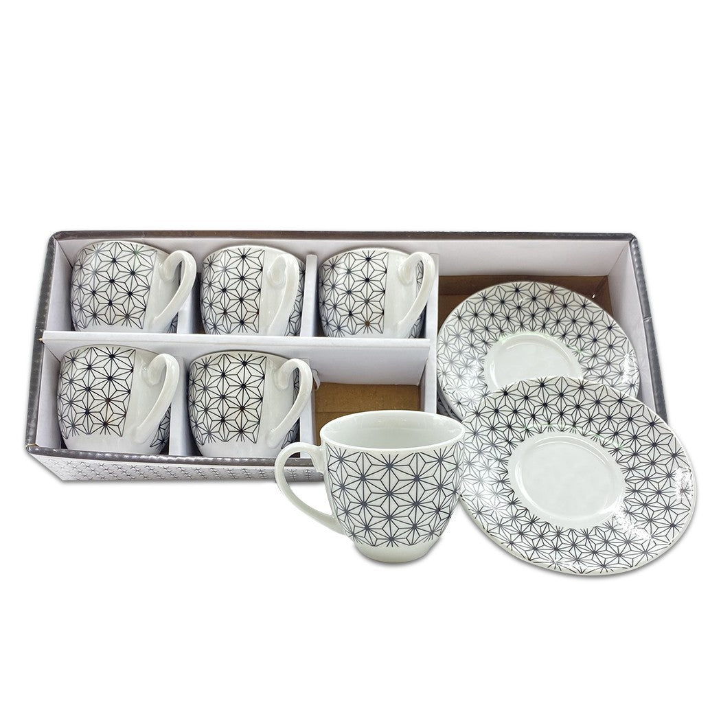 Set de 6 tasses à café, avec soucoupe mod. ASTRO 270052 en porcelaine blanche