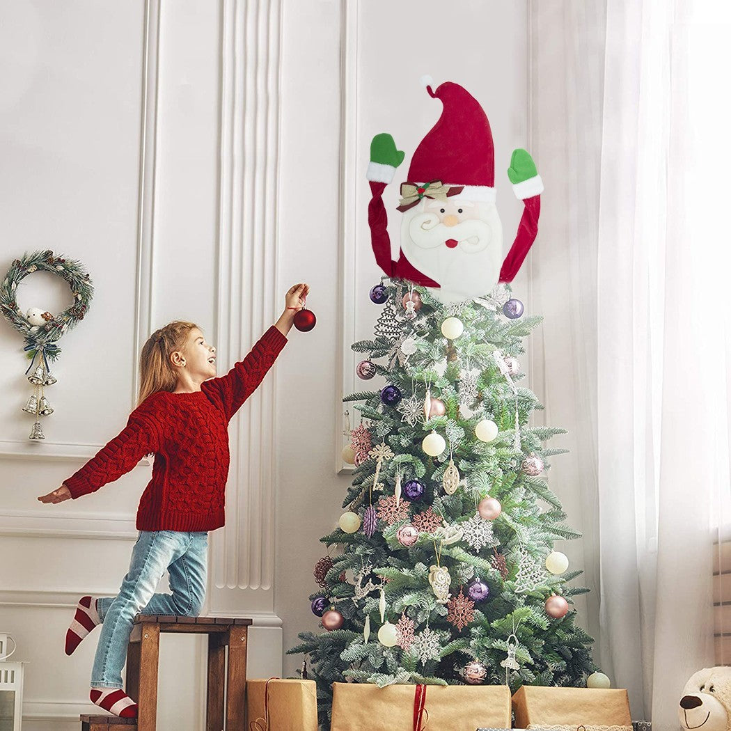 Embout pour arbre de Noël 6145018 forme du visage du Père Noël avec des mains