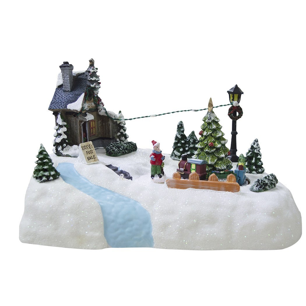 Village de Noël décoration TREES 361003 mouvement lumières et musique 28x18x18cm
