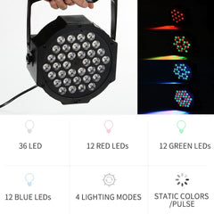 Phare strobo rgb projecteur 36 led coloré 000364 effet de disque 4 modes