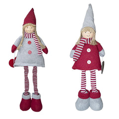 Fille en polyester 75h cm 368007 robe rouge de Noël et la lumière dans l’écharpe