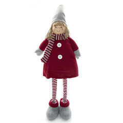 Fille en polyester 75h cm 368007 robe rouge de Noël et la lumière dans l’écharpe