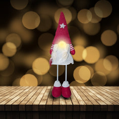 Gnome en polyester 50h cm 368006 décoration avec robe rouge de Noël et lumière