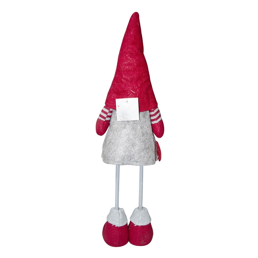 Gnome en polyester 50h cm 368006 décoration avec robe rouge de Noël et lumière