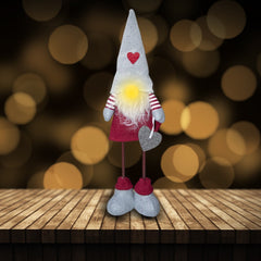 Gnome en polyester 50h cm 368006 décoration avec robe rouge de Noël et lumière
